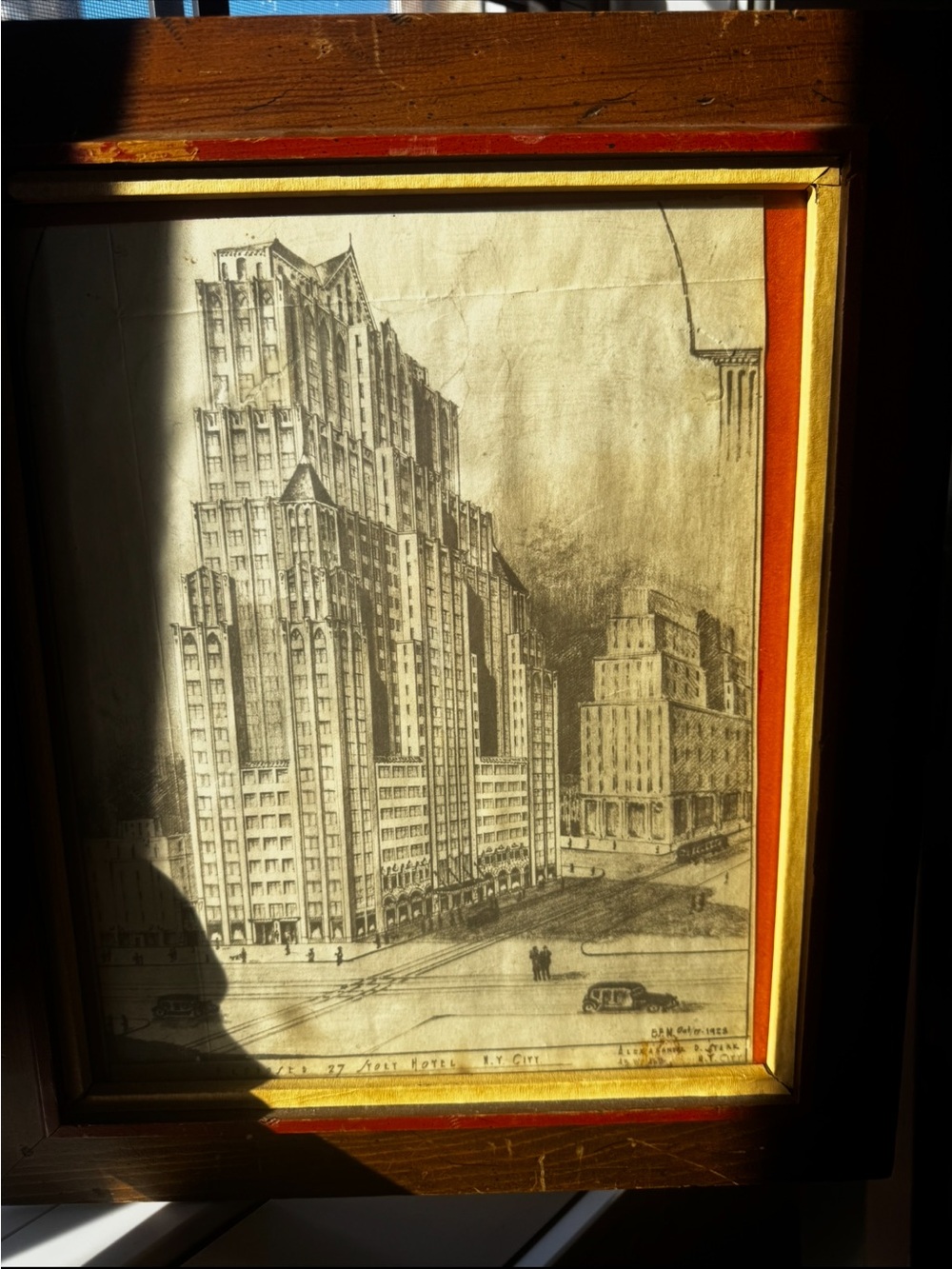 Rare Original Rendering of NYC Hotel dating back to 1900s